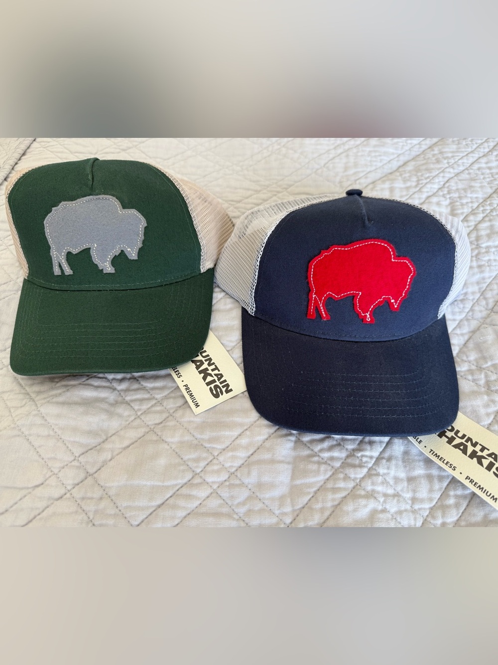 Mountain Khakis Buffalo Patch Trucker Hat - Hunter Green or Navy